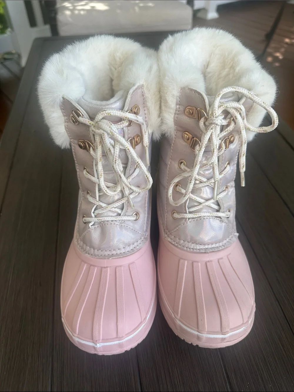 London Fog Pale Pink Faux Fur Winter Boots